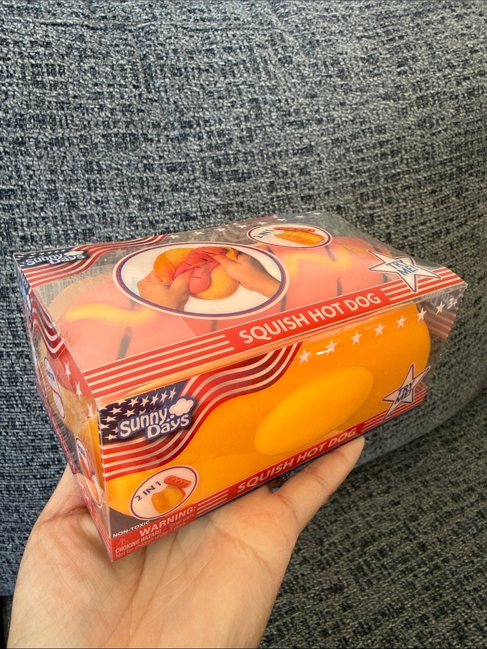 BNIB Sunny Days Squeeezy 2-in-1 Squish Hot Dog